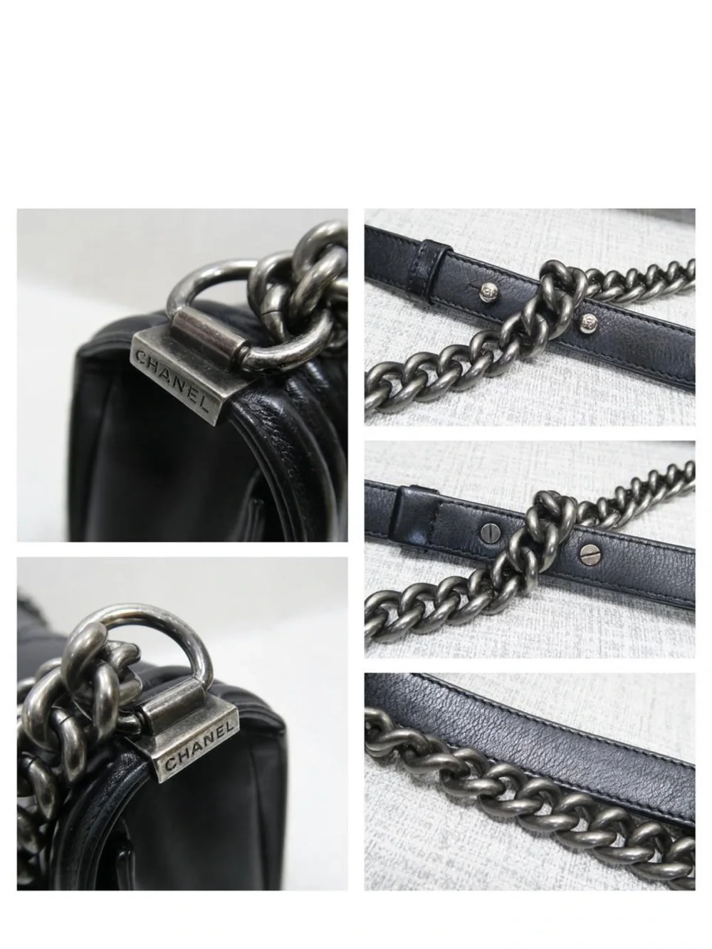 CHANEL Black Quilted Boy-Style Chain Crossbody Bag